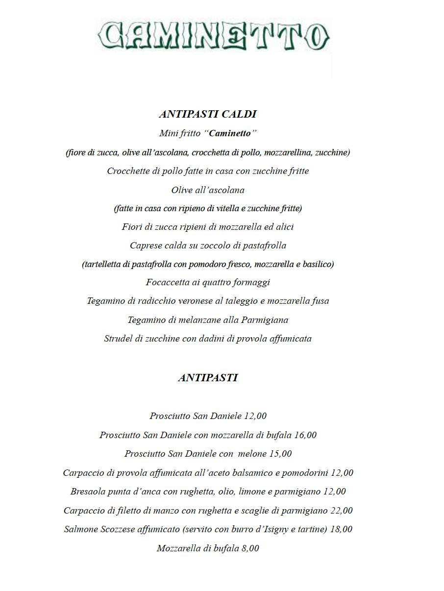 Menu di Ristorante Il Caminetto 
