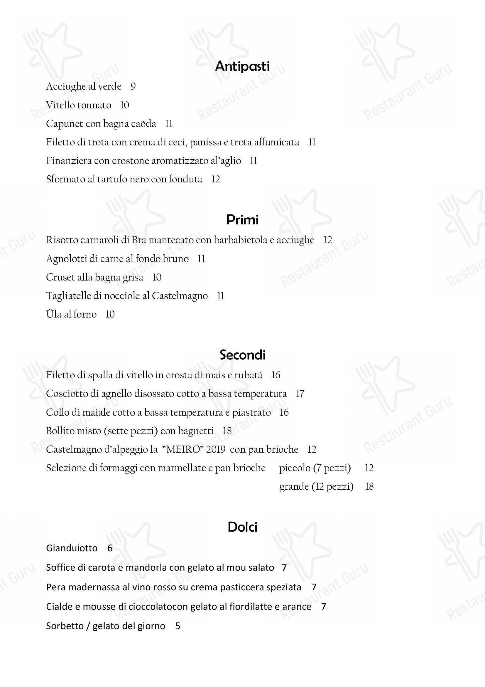 Il Nuovo Zuavo in Cuneo - OUR MENU