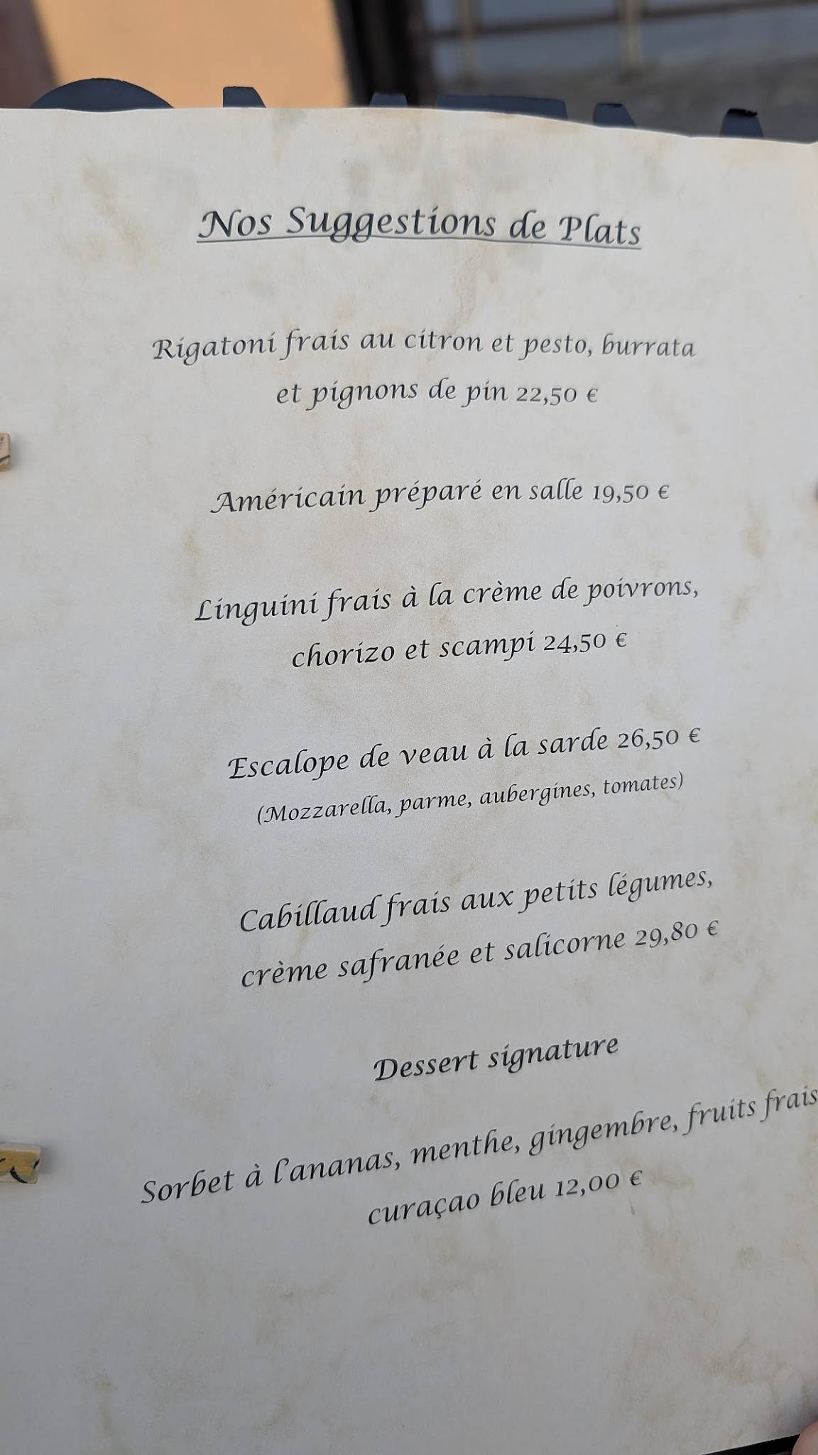 Menu de Il Rifugio