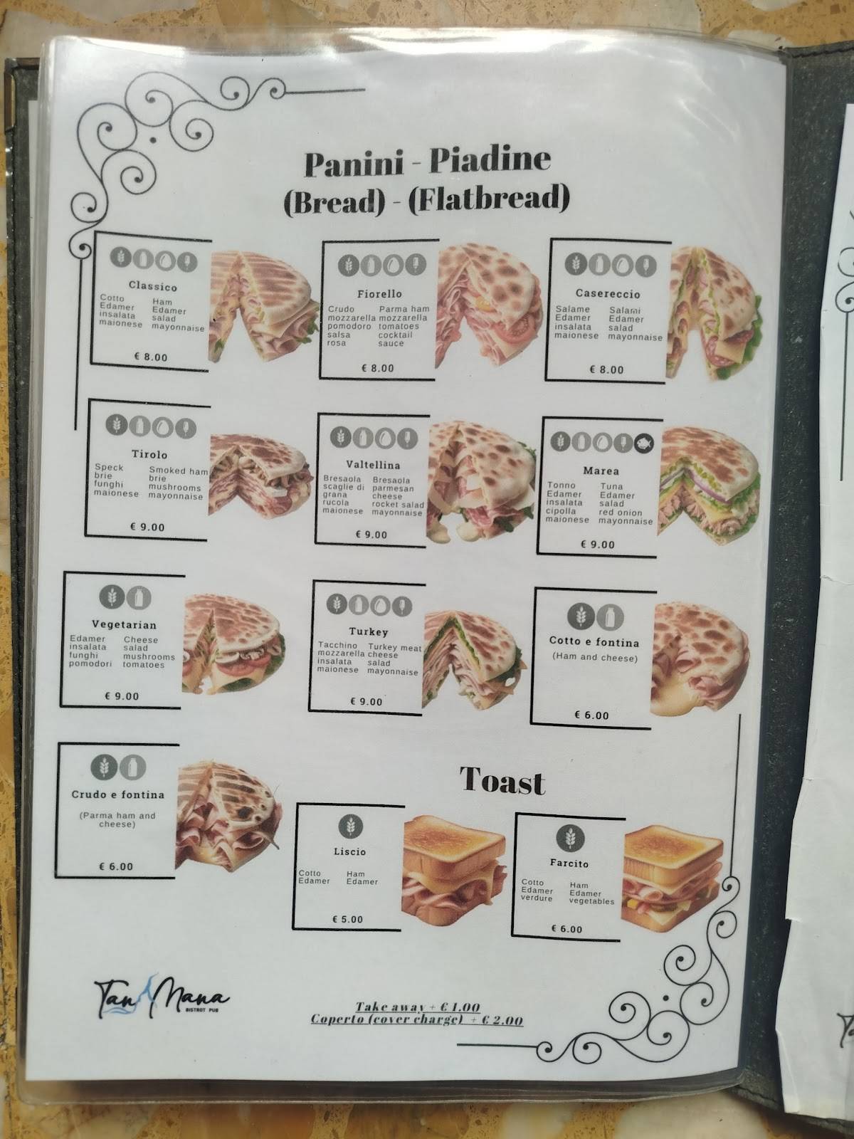 Menu di Il tanamana 
