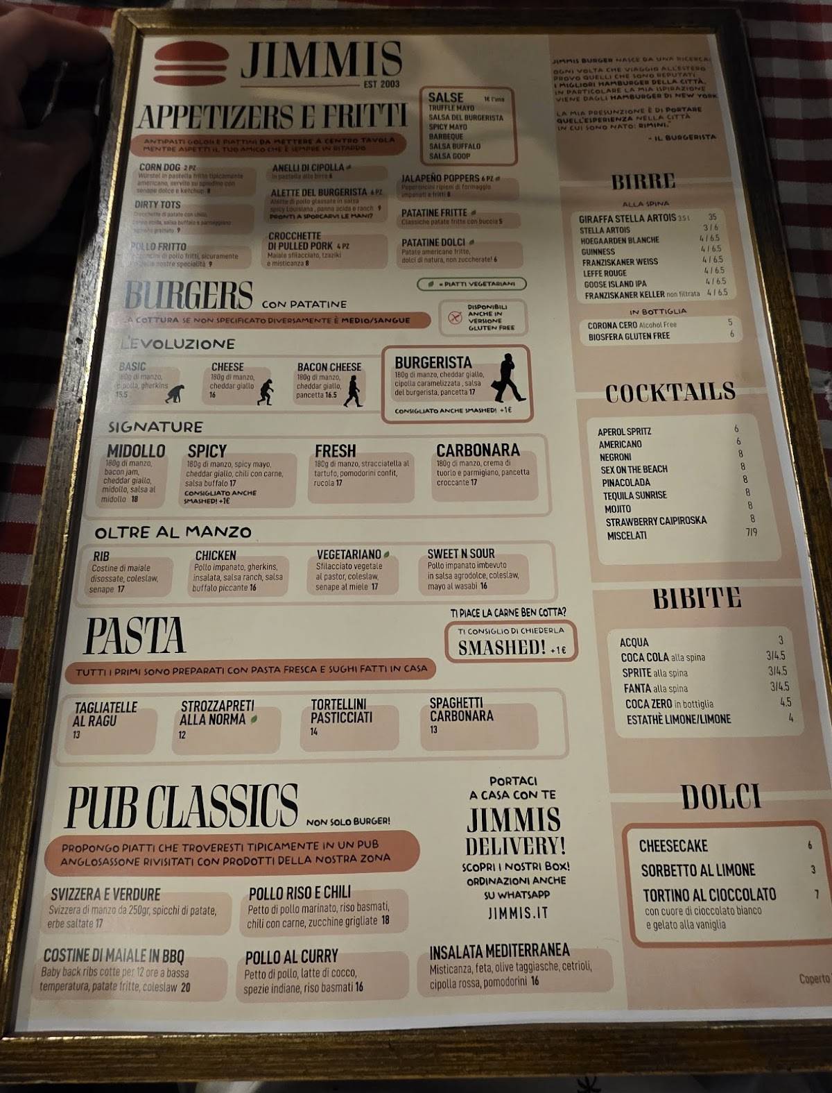 Menu di Jimmis Burger 