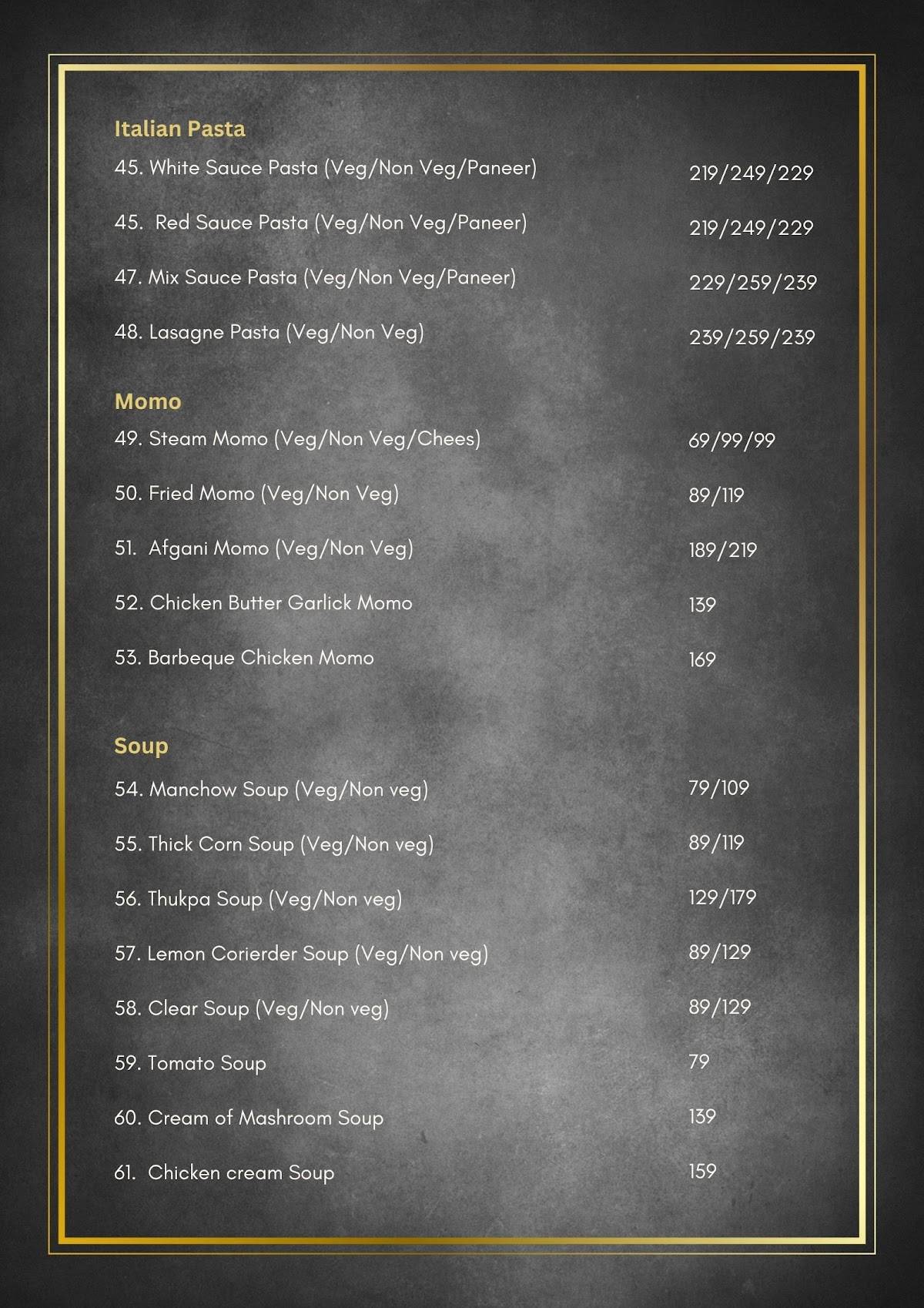 KAHUDI CAFE CUM RESTAURANT menu
