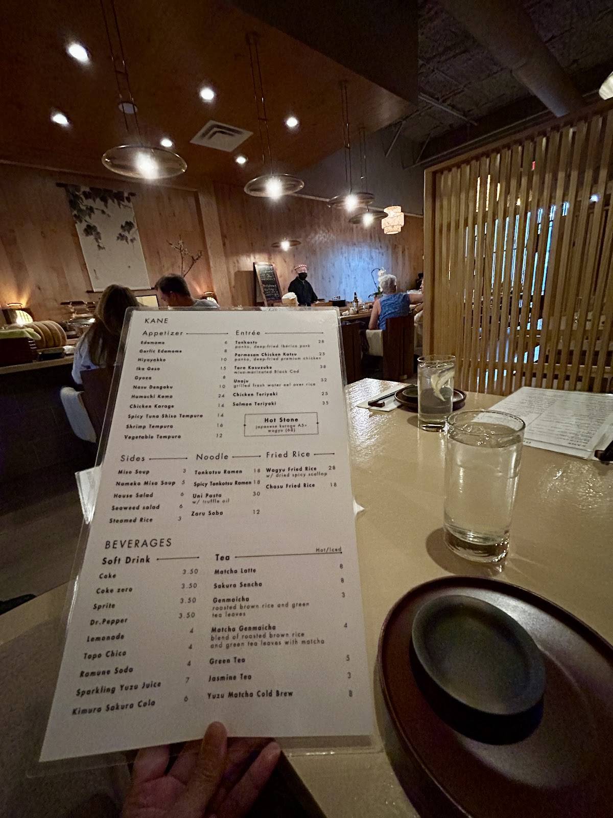 Menu at KANE restaurant, Cedar Park
