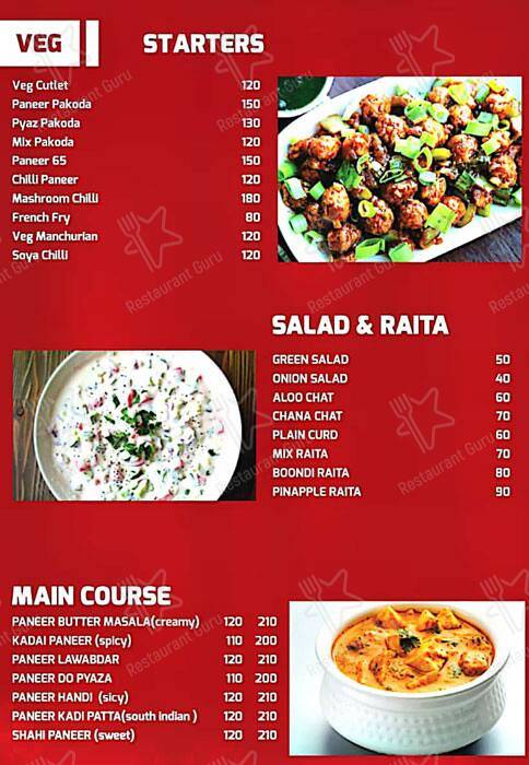 Kalika dhaba menu