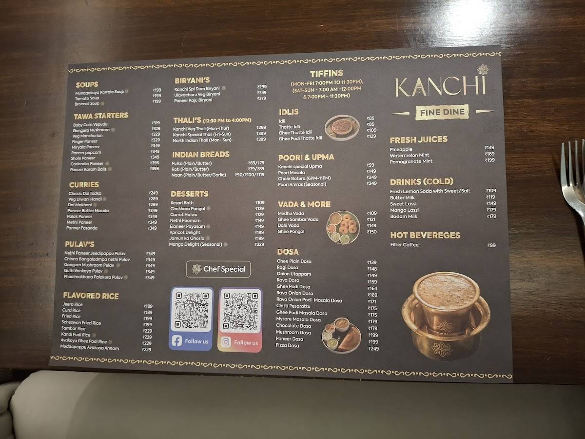 Kanchi Cafe menu