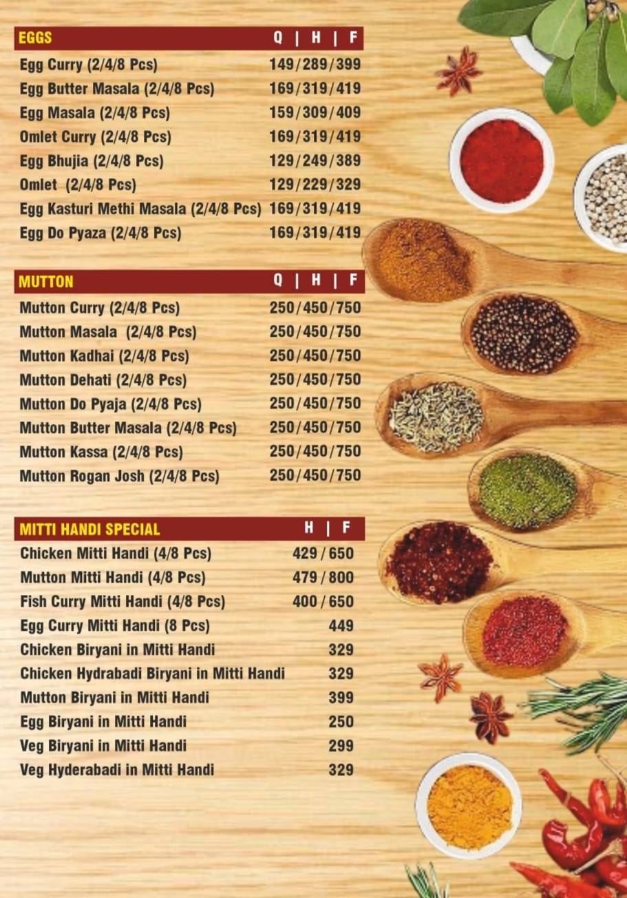 Kitchen Handi Restaurent menu