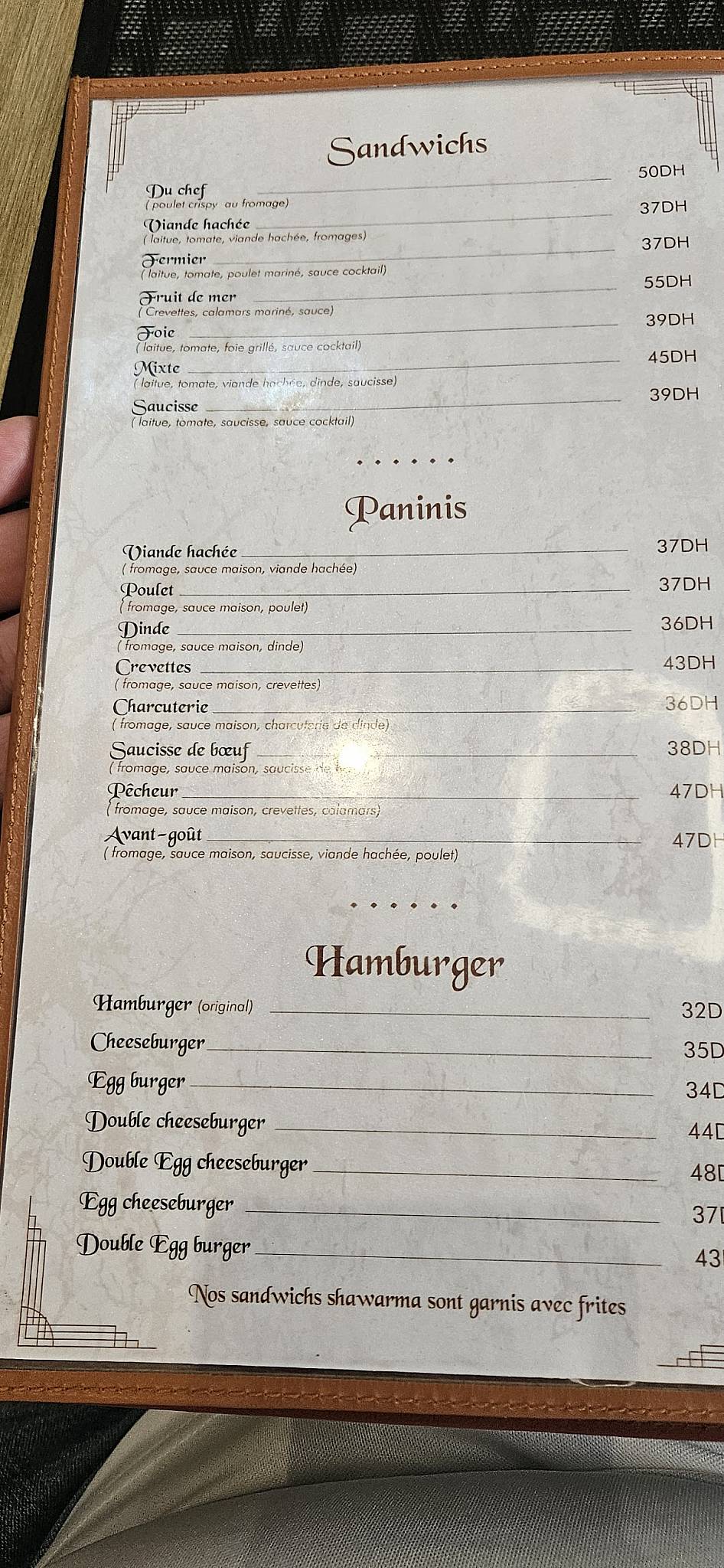 Menu de L'Avant Goût