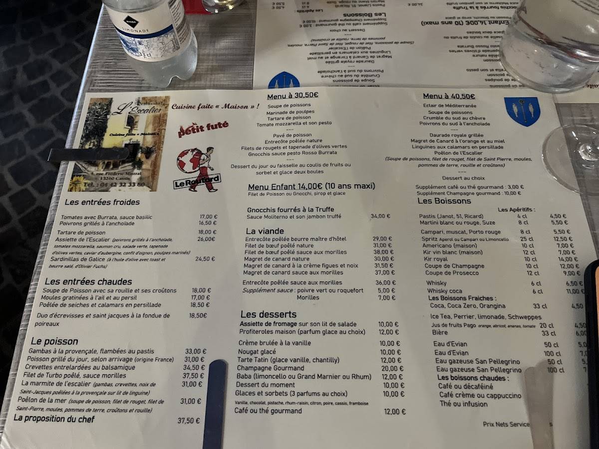 Menu de L'Escalier