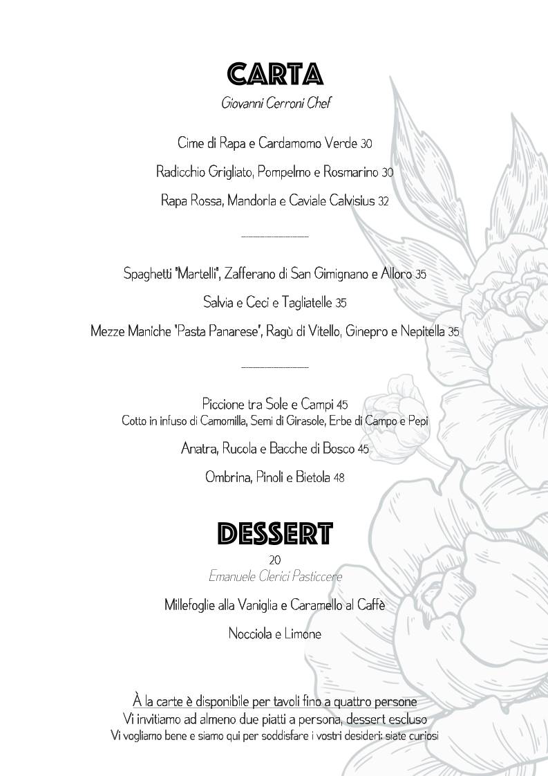 Menu di LINFA Ristorante 
