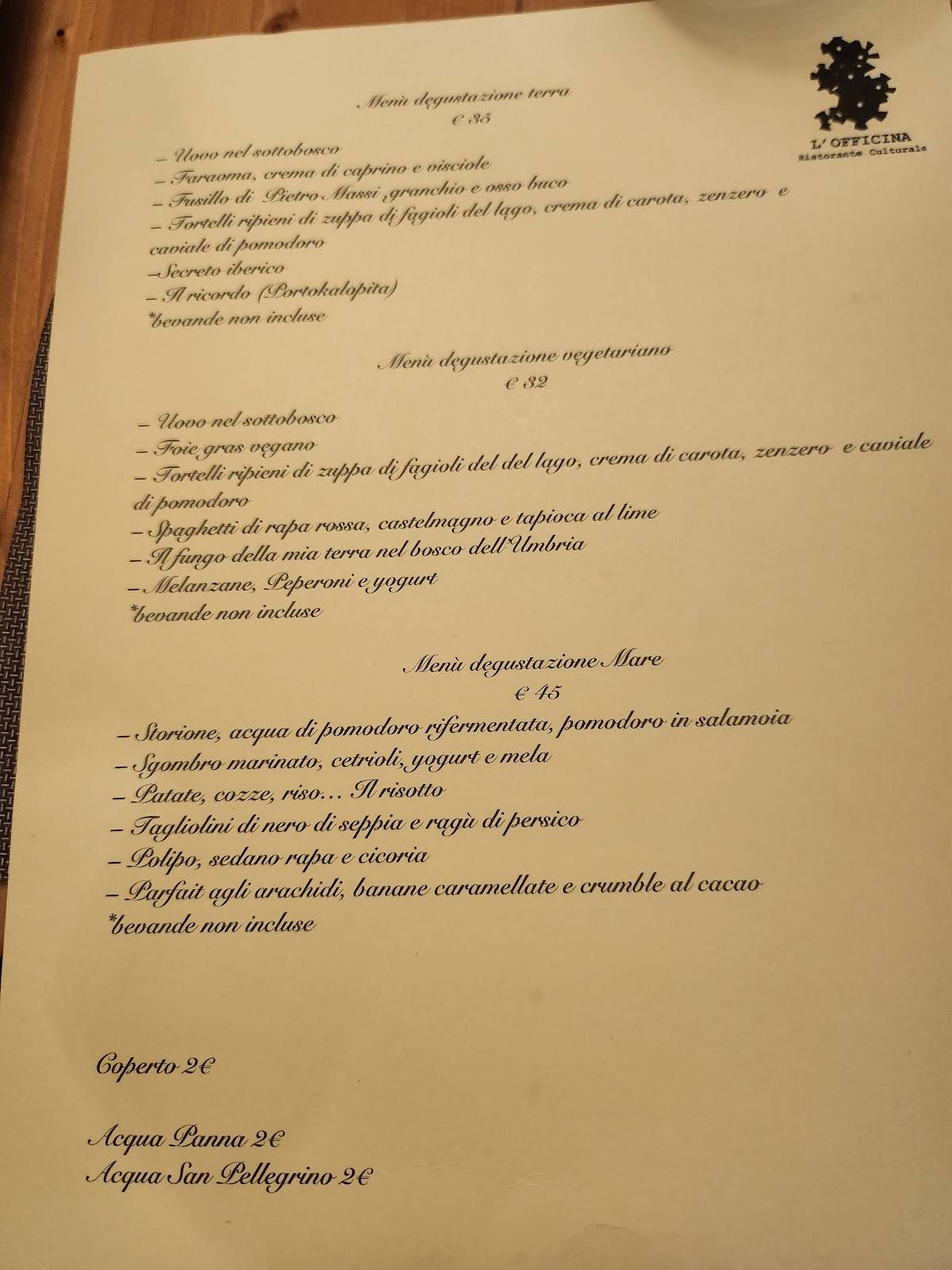 Menu di L'Officina 