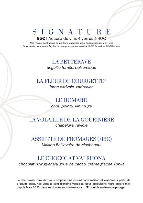 Menu de La Robe