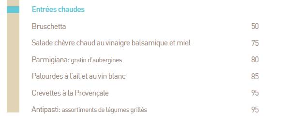 Menu de La Terrazza Rabat