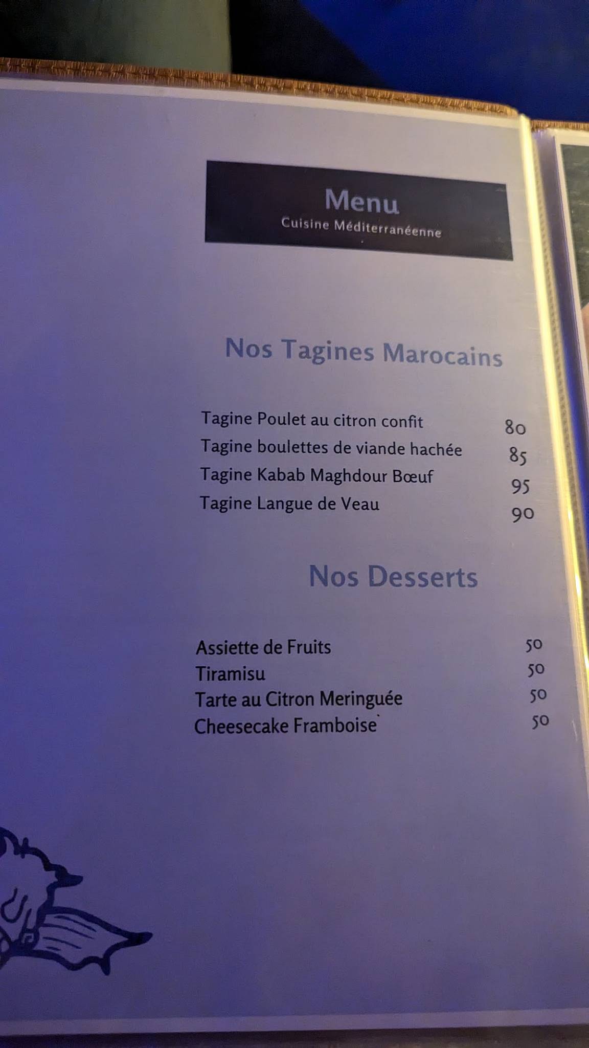Menu de Le Maré Nostrum (Restaurant)
