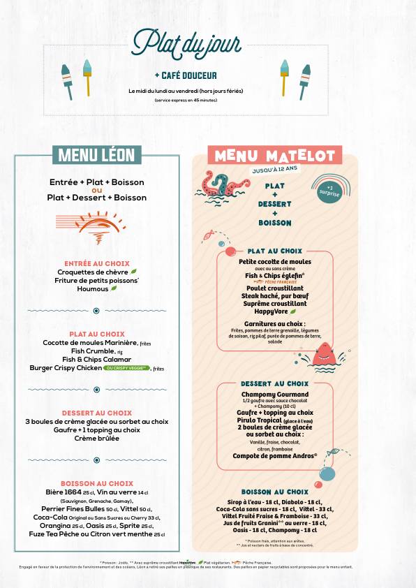 Menu de Léon Seafood & Cocktails - Cholet
