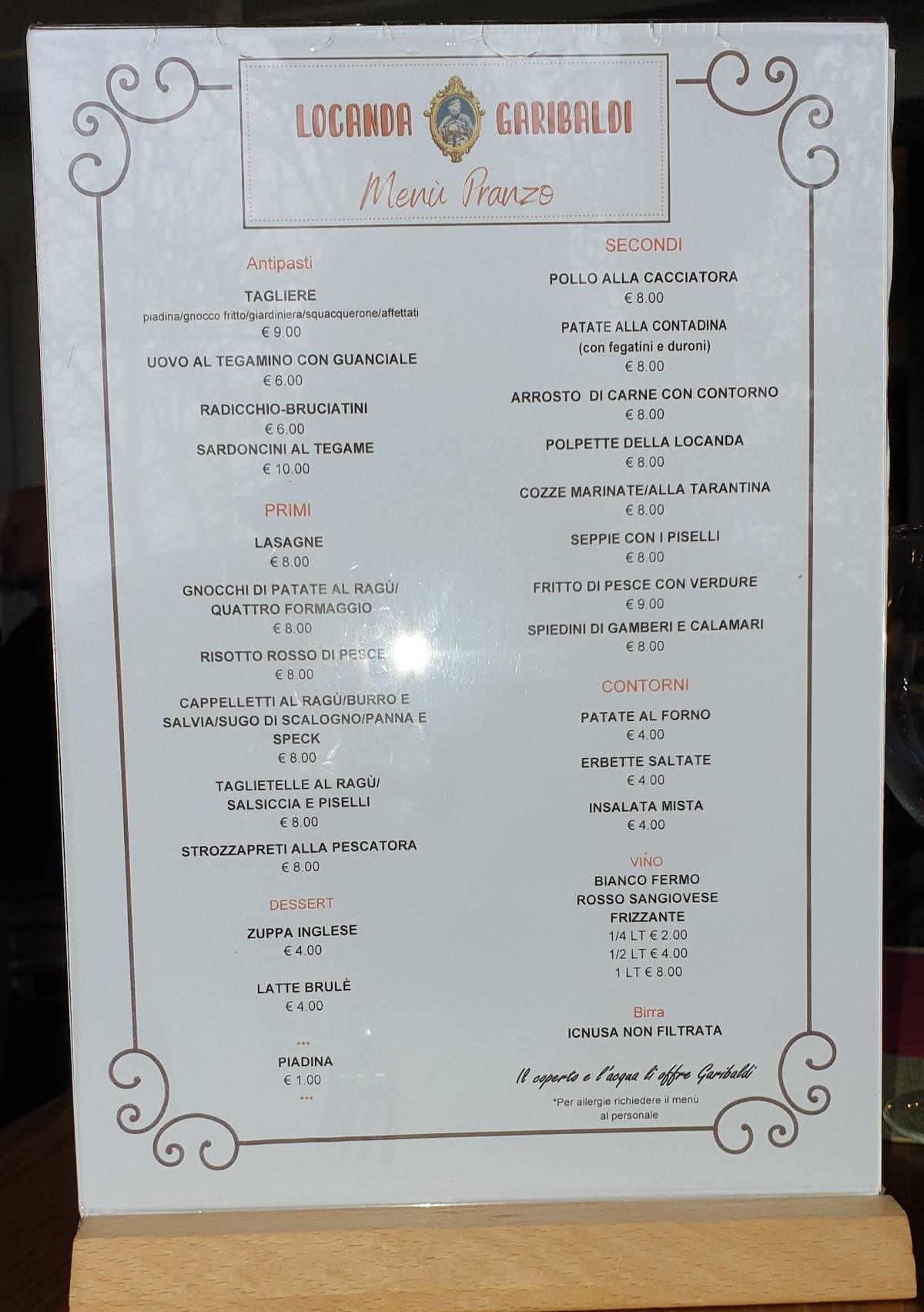 Menu di Locanda Garibaldi 
