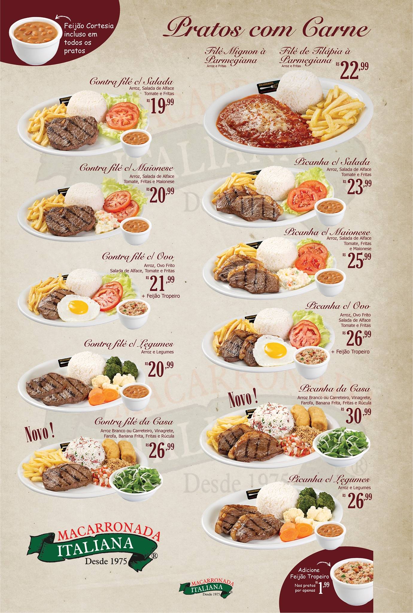 Macarronada Italiana cardápio