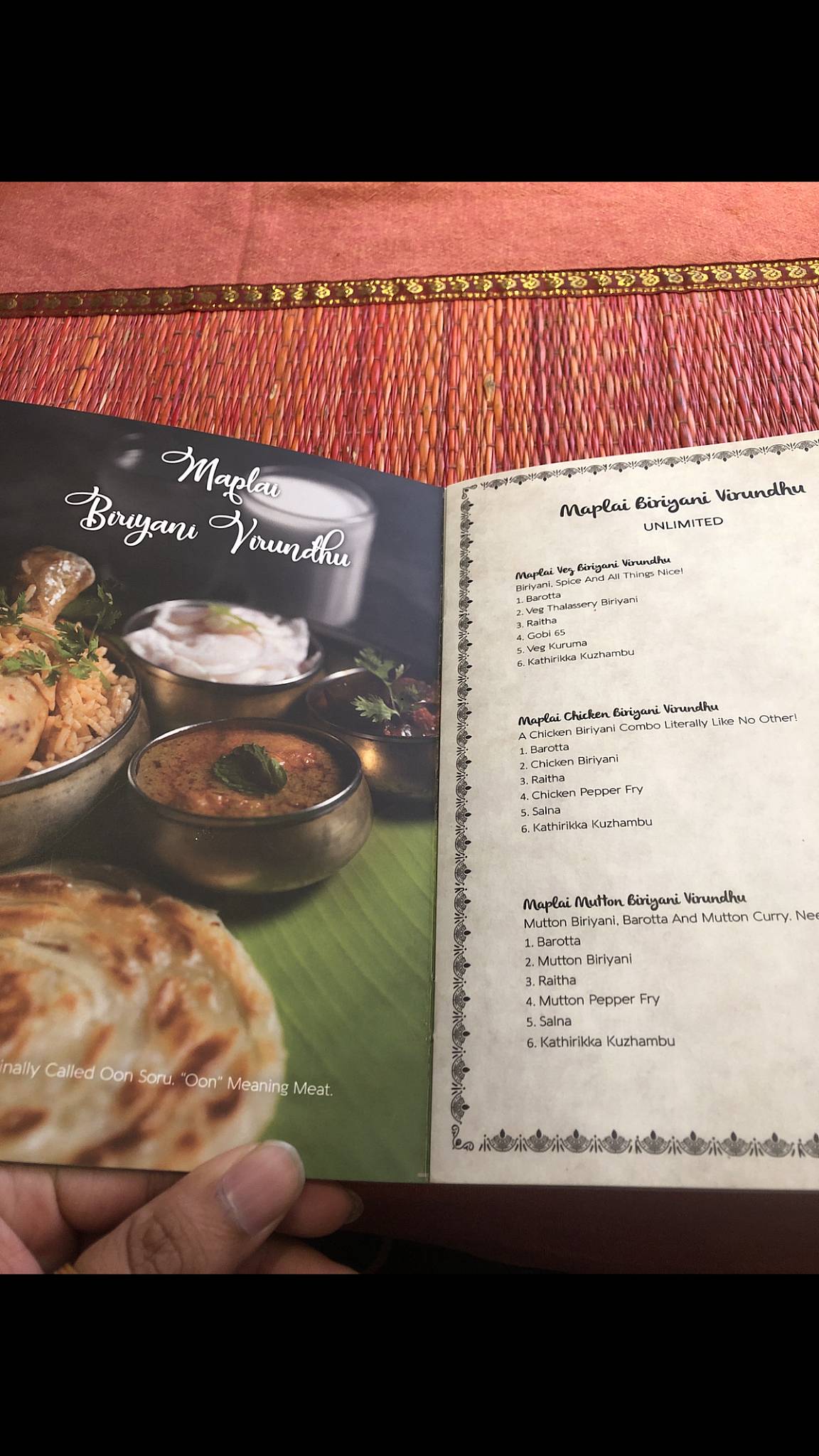 Maplai Restaurant menu