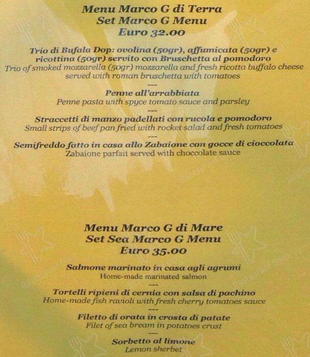 Menu di Restaurant Marco 