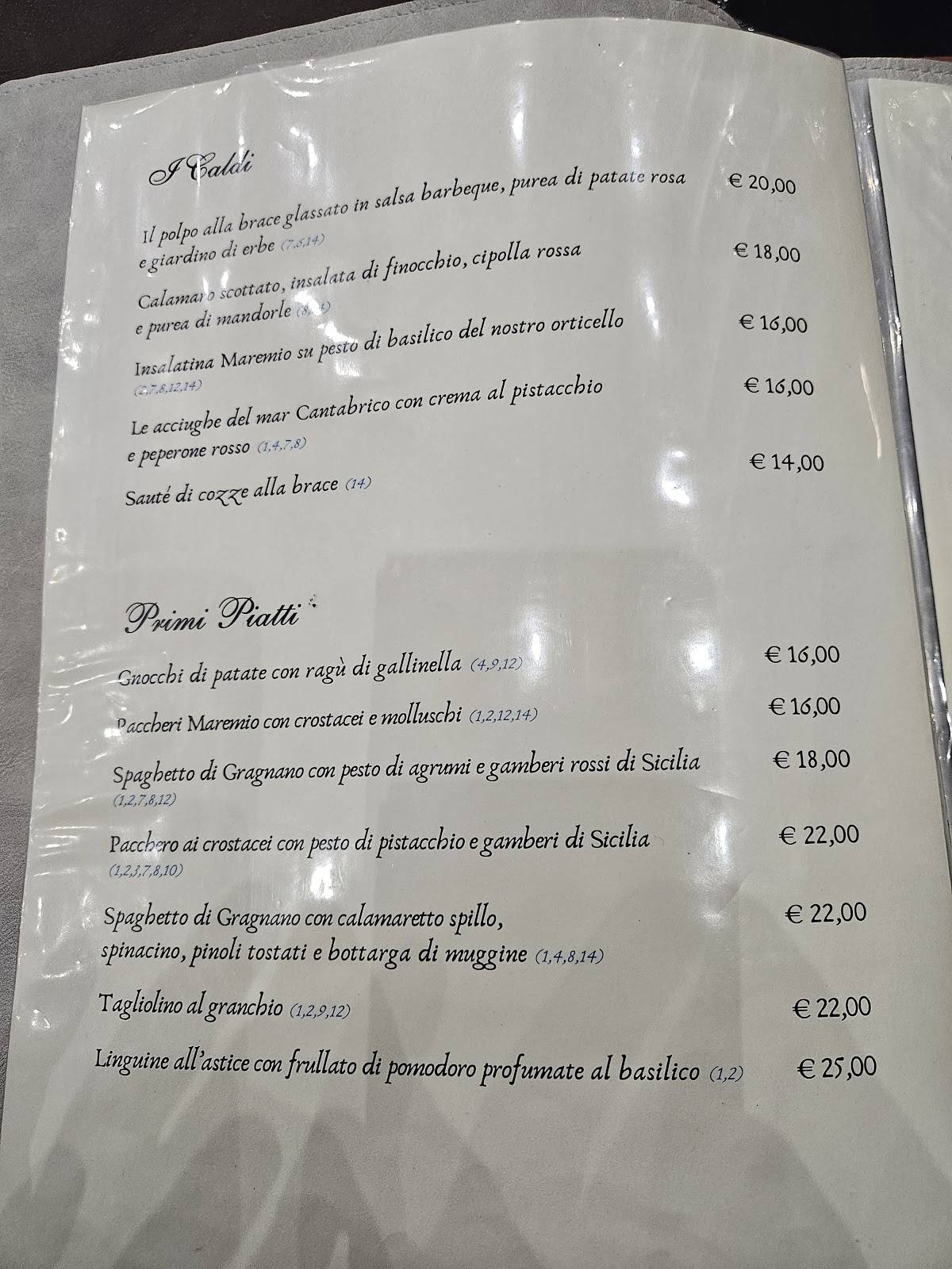 Menu di Maremio 