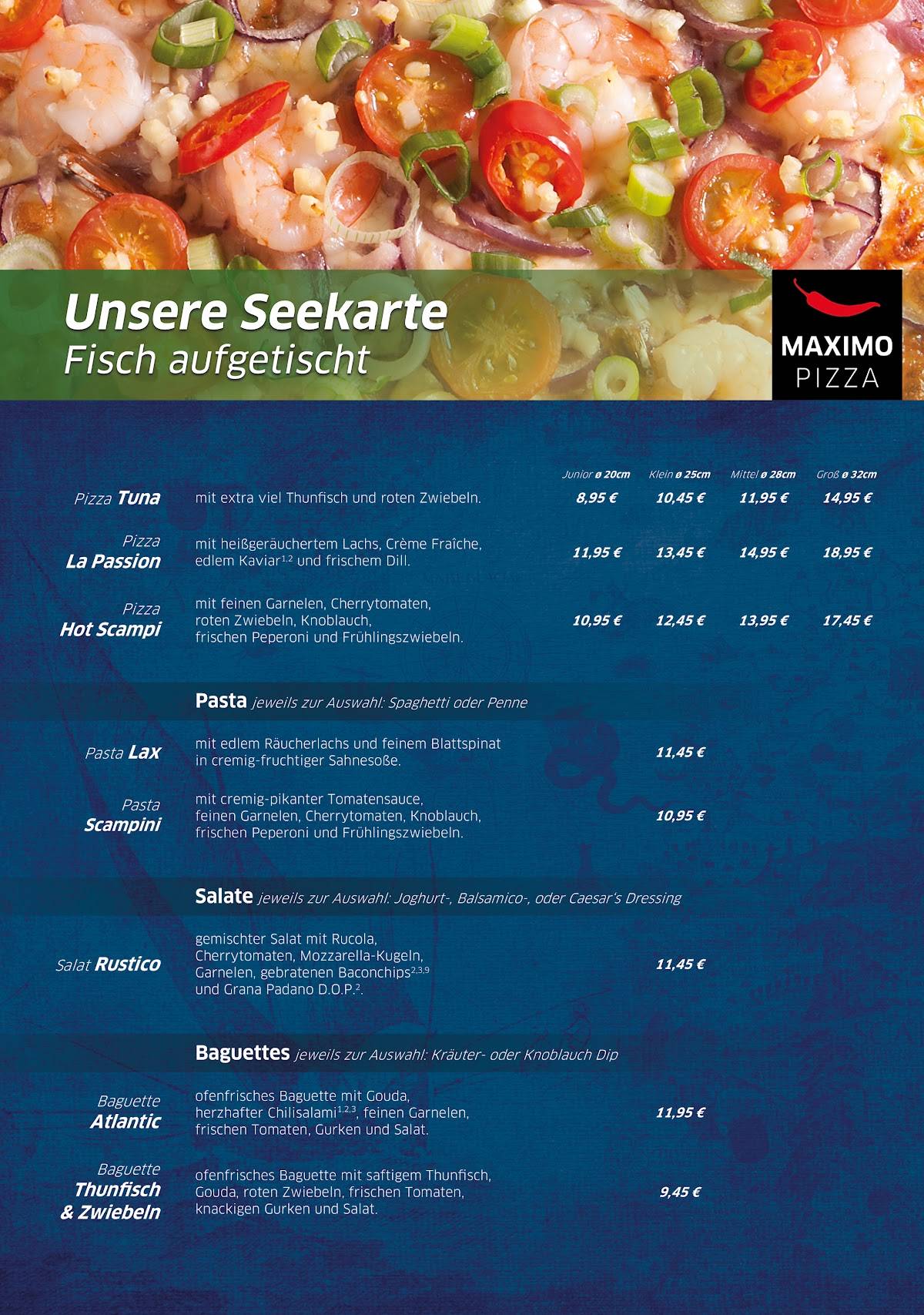 Menu de Maximo Pizza