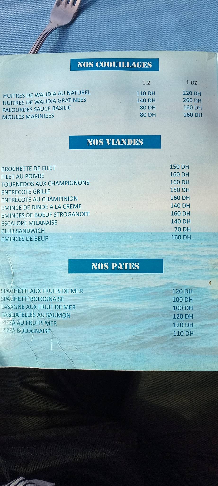Menu de Restaurant Miramar