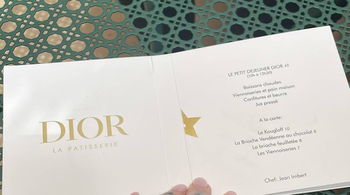 Menu at Restaurant Monsieur Dior, Paris