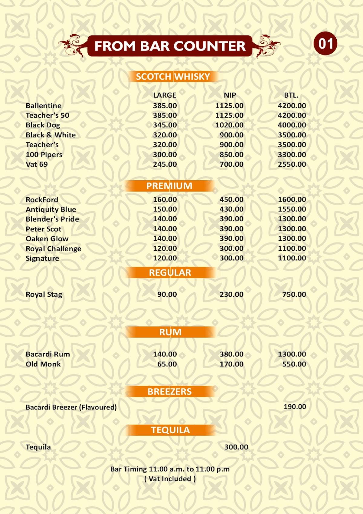 Nana's Restaurant menu