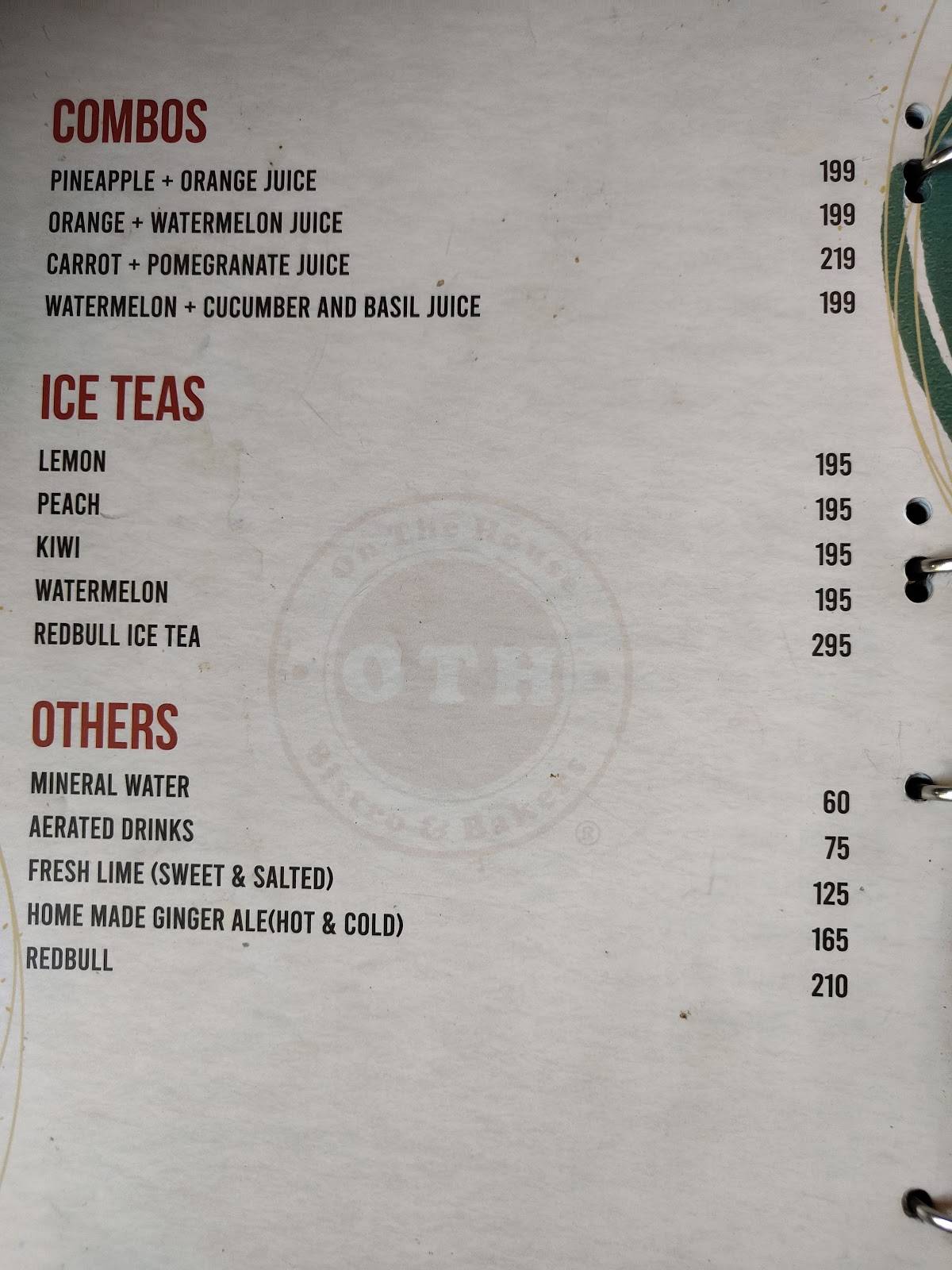OTH Bistro & Bakers menu