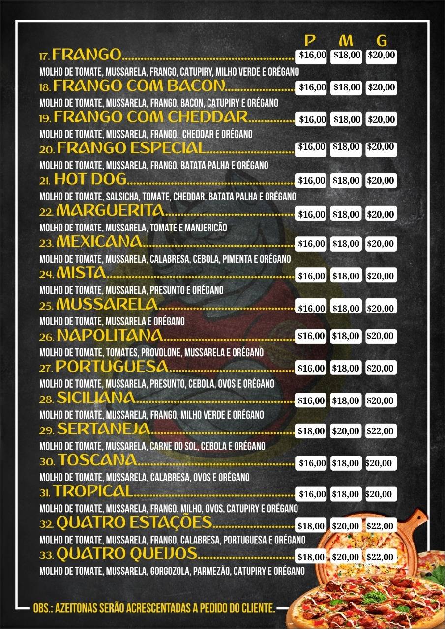 Oásis Pizzaria cardápio
