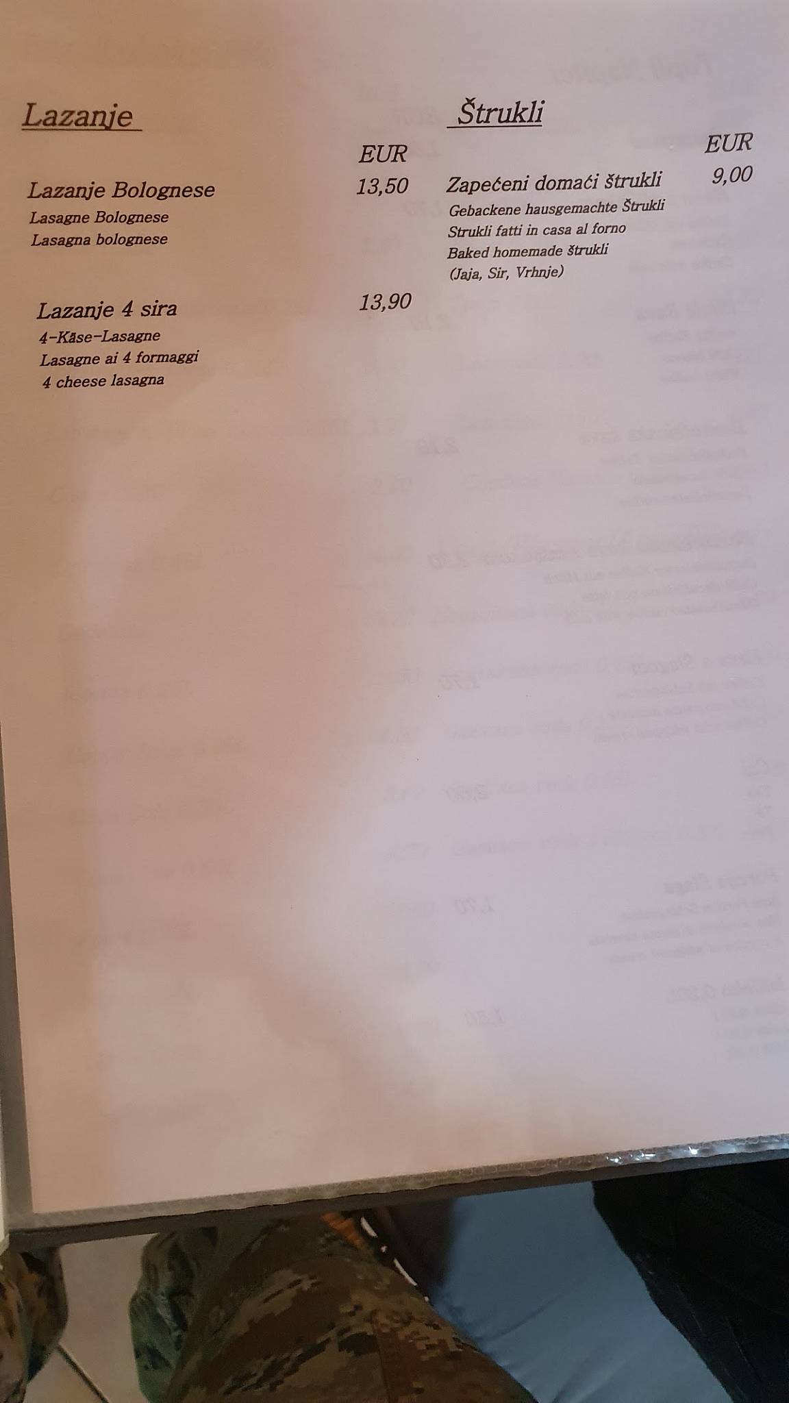 Menu di Restaurant Olea 