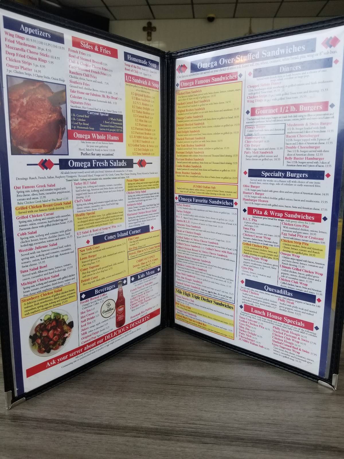 Menu at Omega Ham & Corn Beef Deli restaurant, Grand Blanc