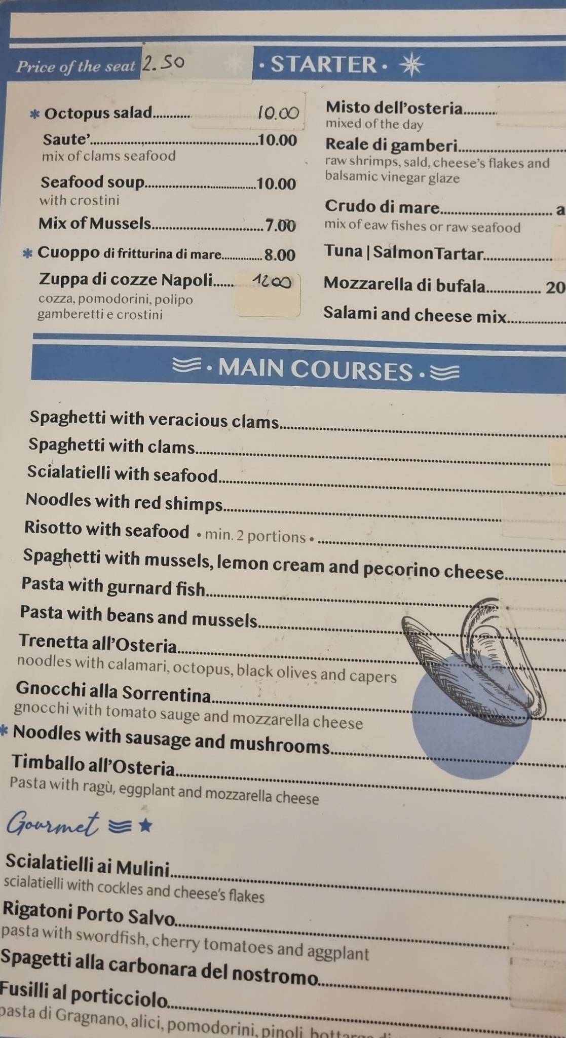 Menu di Osteria del Porto 