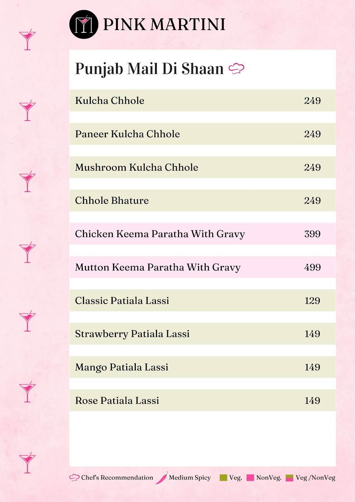 PINK MARTINI By Punjab Mail menu