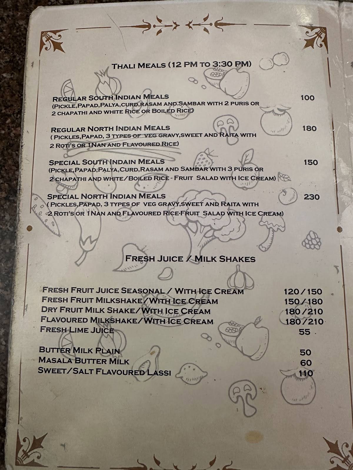 Palmgrove Restaurant (Vegetarian) by Hotel BMS menu