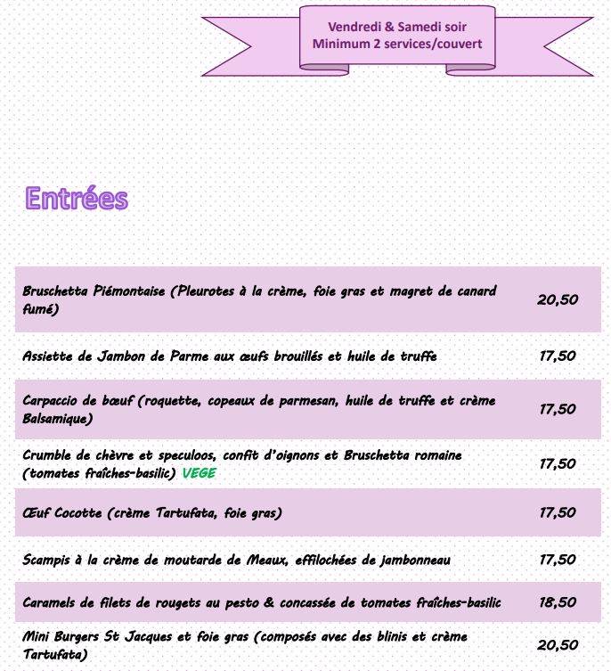 Menu de Pastissimo
