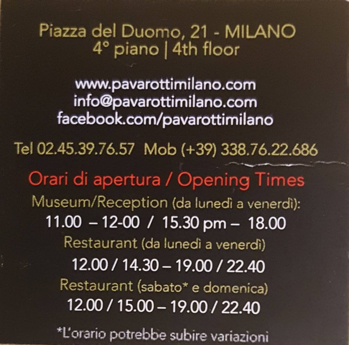 Menu di Pavarotti 