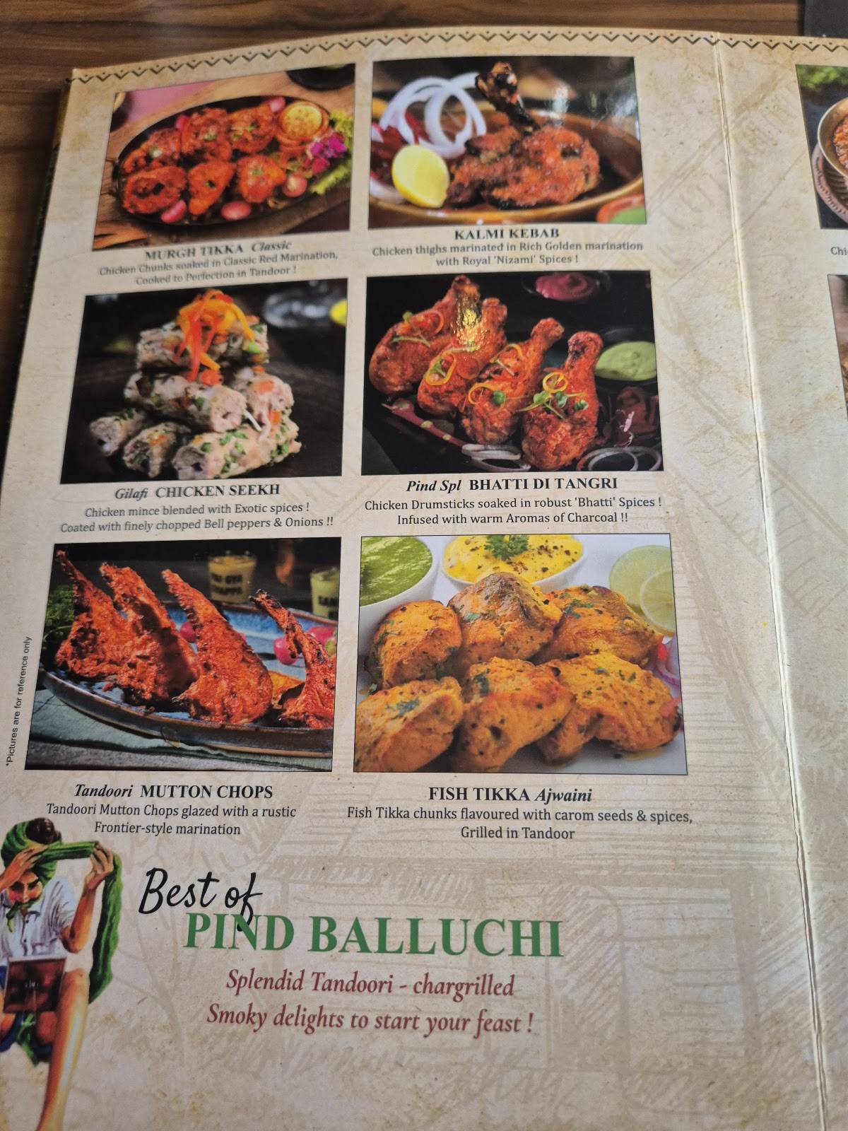 Pind Balluchi menu