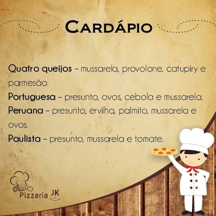 Pizzaria JK cardápio