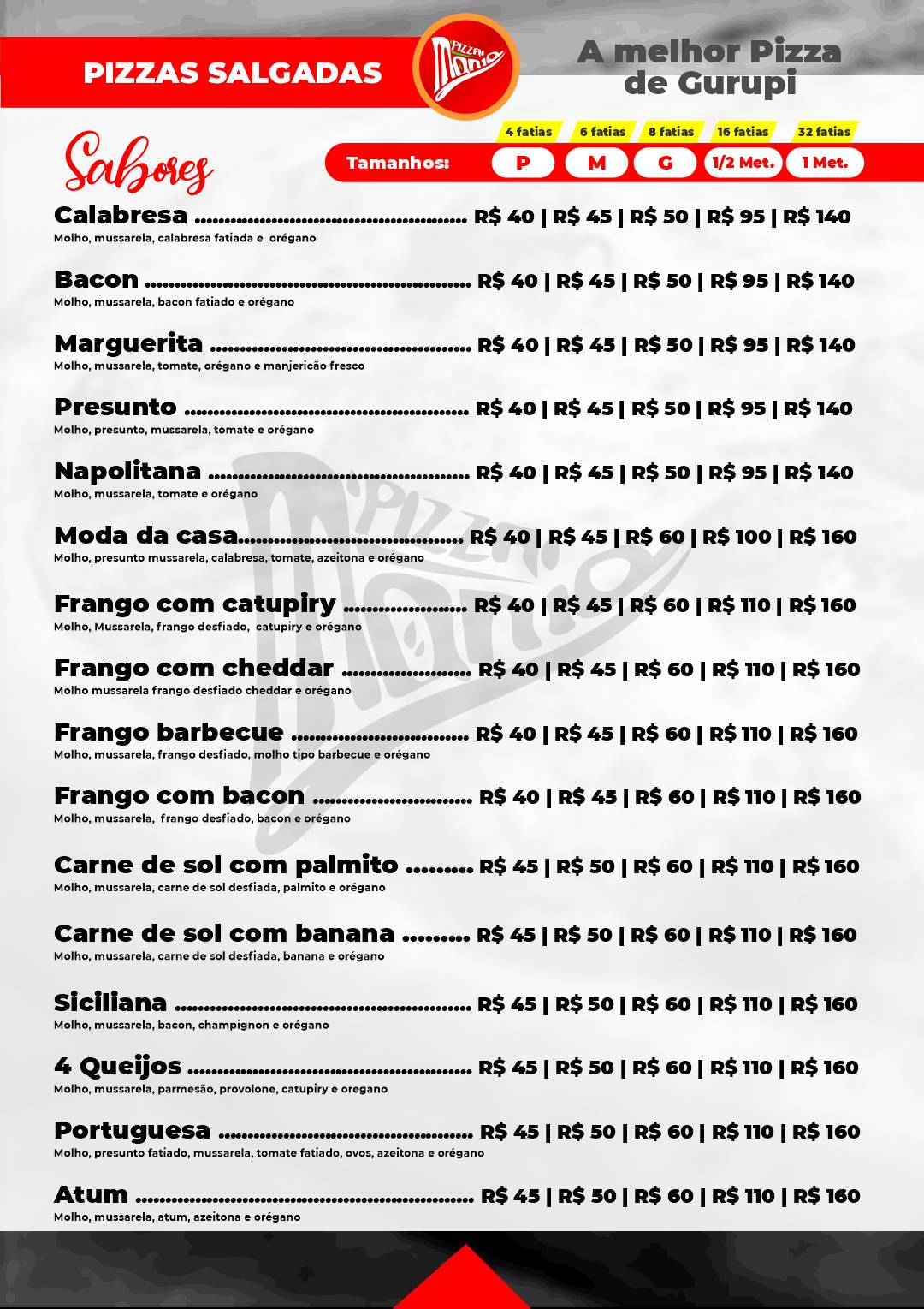 Pizzaria Mania cardápio