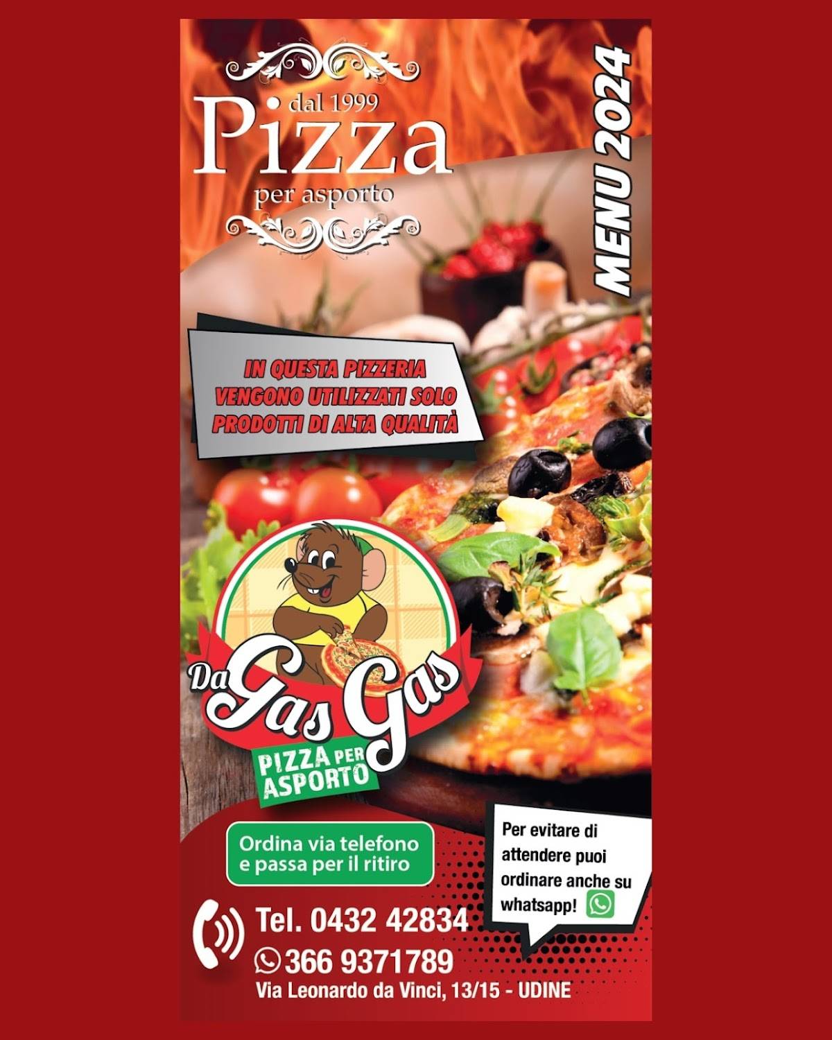 Menu di Pizzeria Da Gas Gas - Udine, Centro Studi 