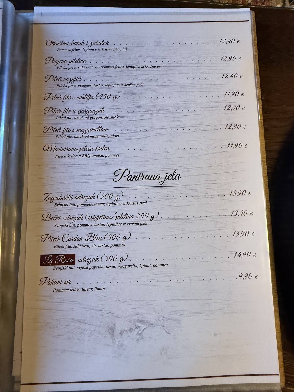Menu di Pizzeria La Rosa 