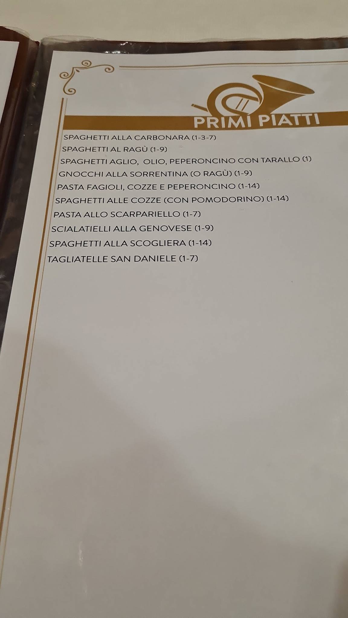 Menu di Ristorante Pizzeria AL TROMBONE 