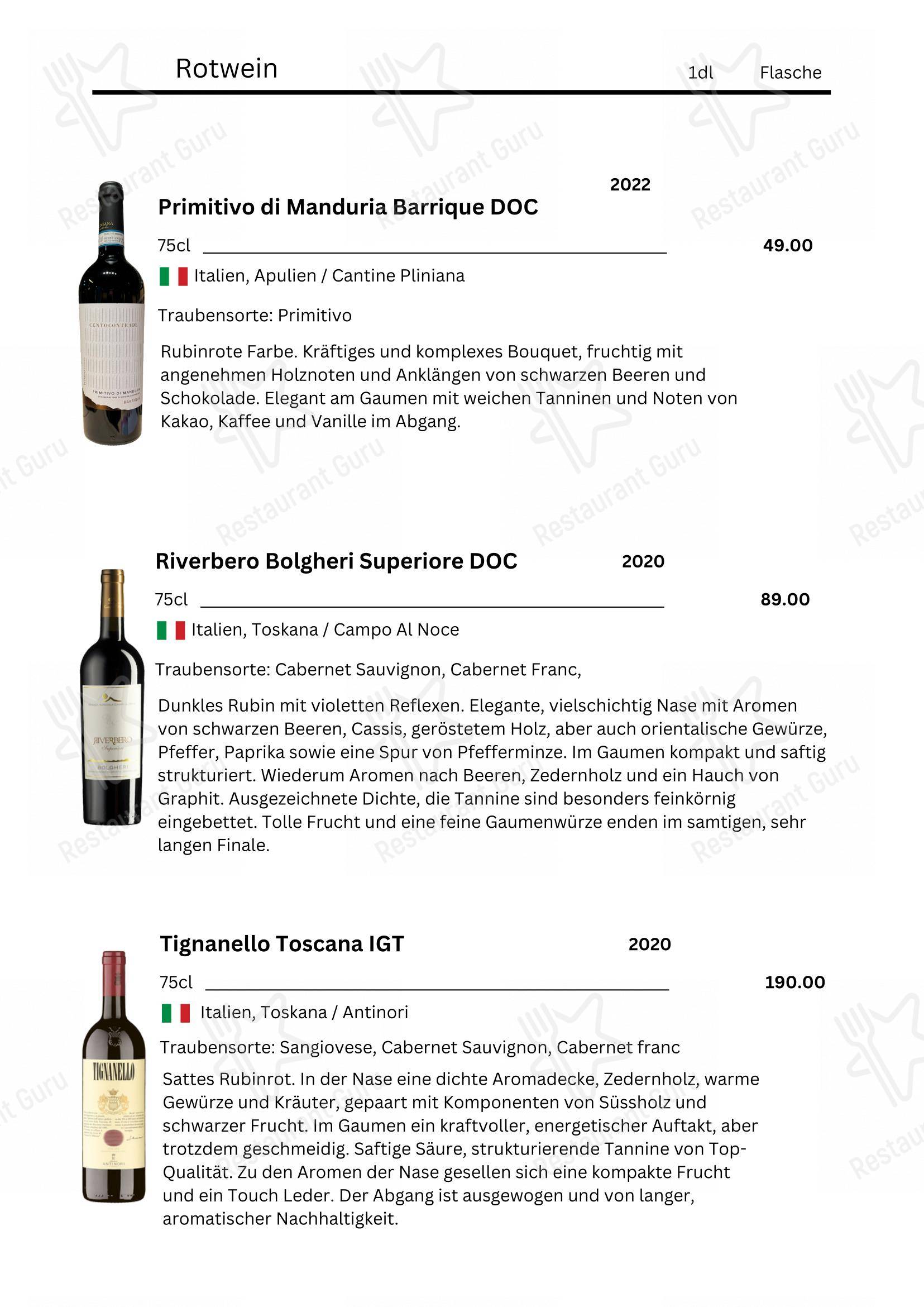 Restaurant Pizzeria zum Schiff in Berlingen - 菜单