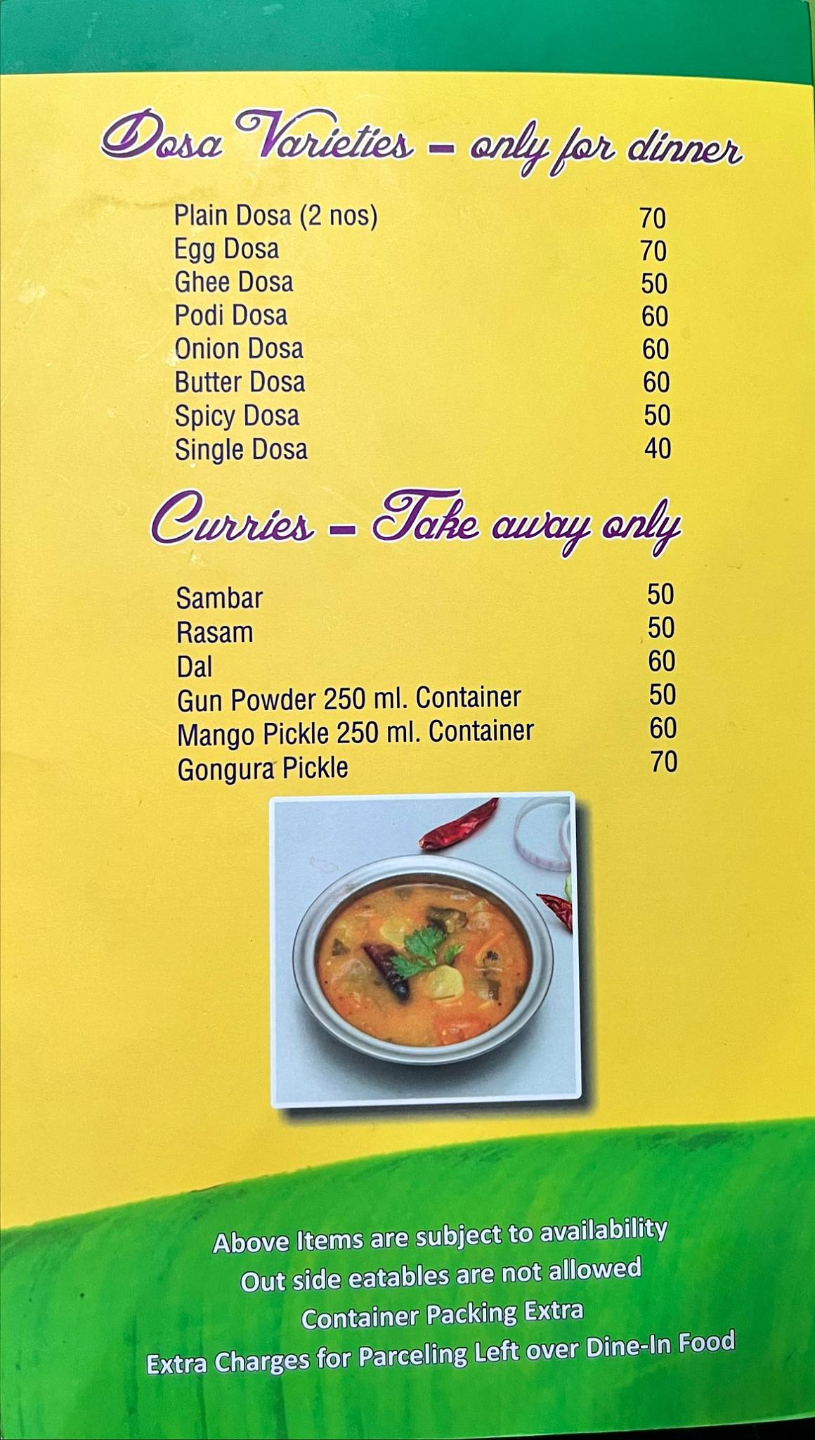 Polamma's Andhra Style(Opp Christ College) menu