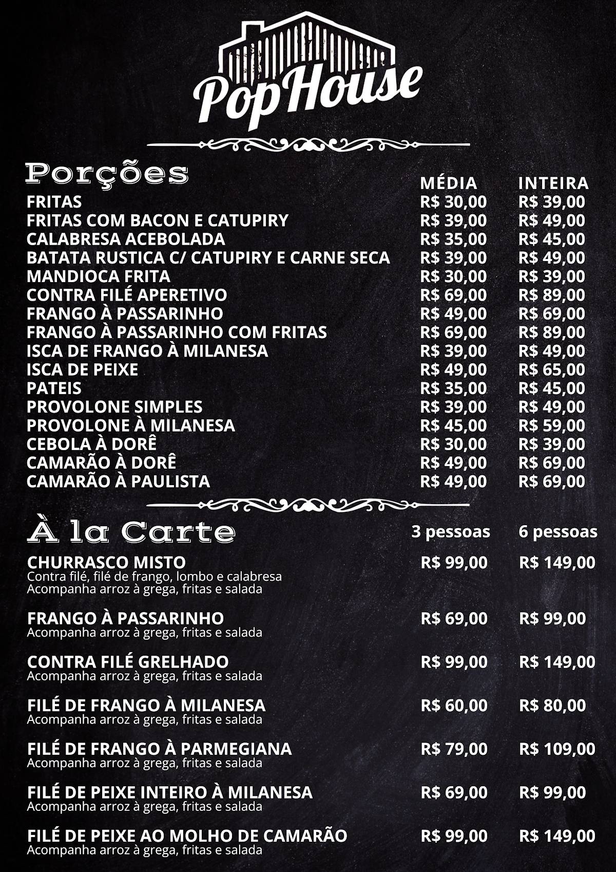 Restaurante Pop House cardápio