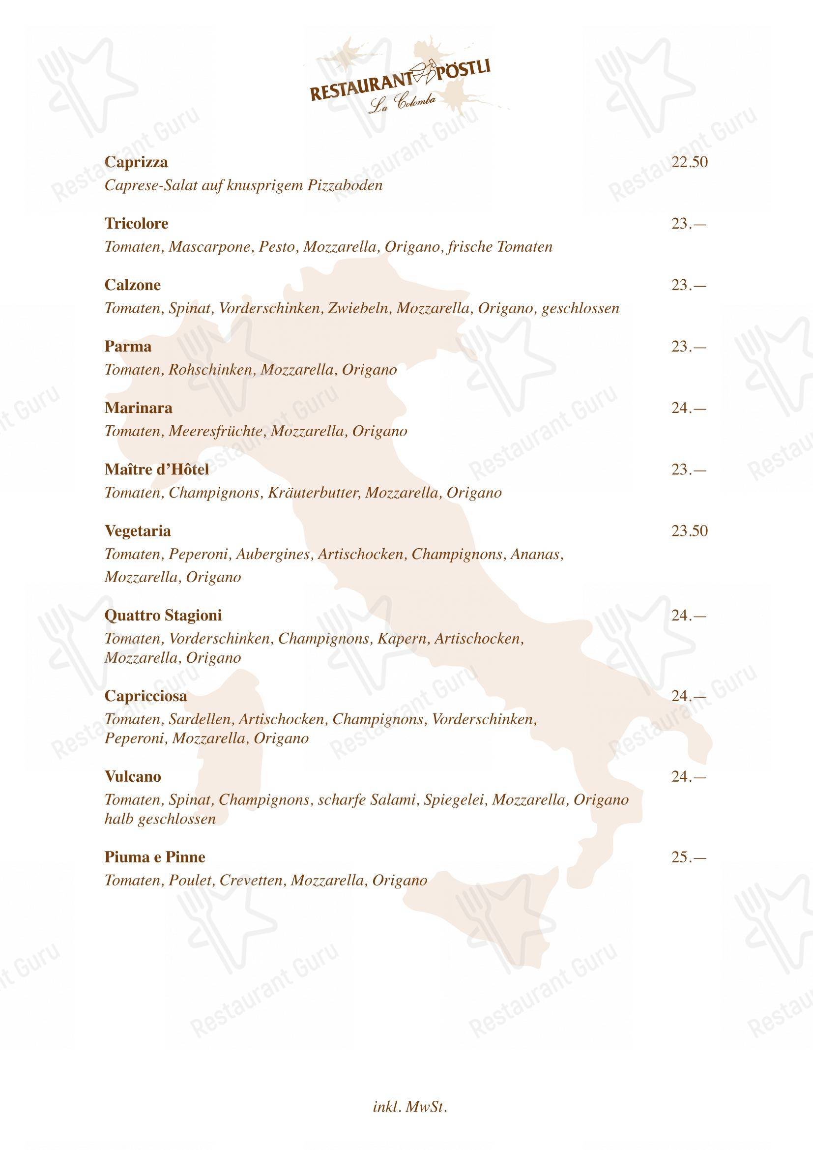Menu bar per Restaurant Pöstli in Rothrist
