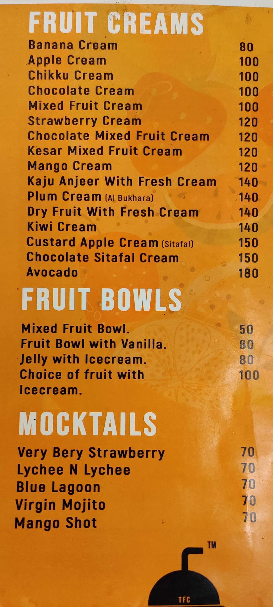 Pride Foods menu