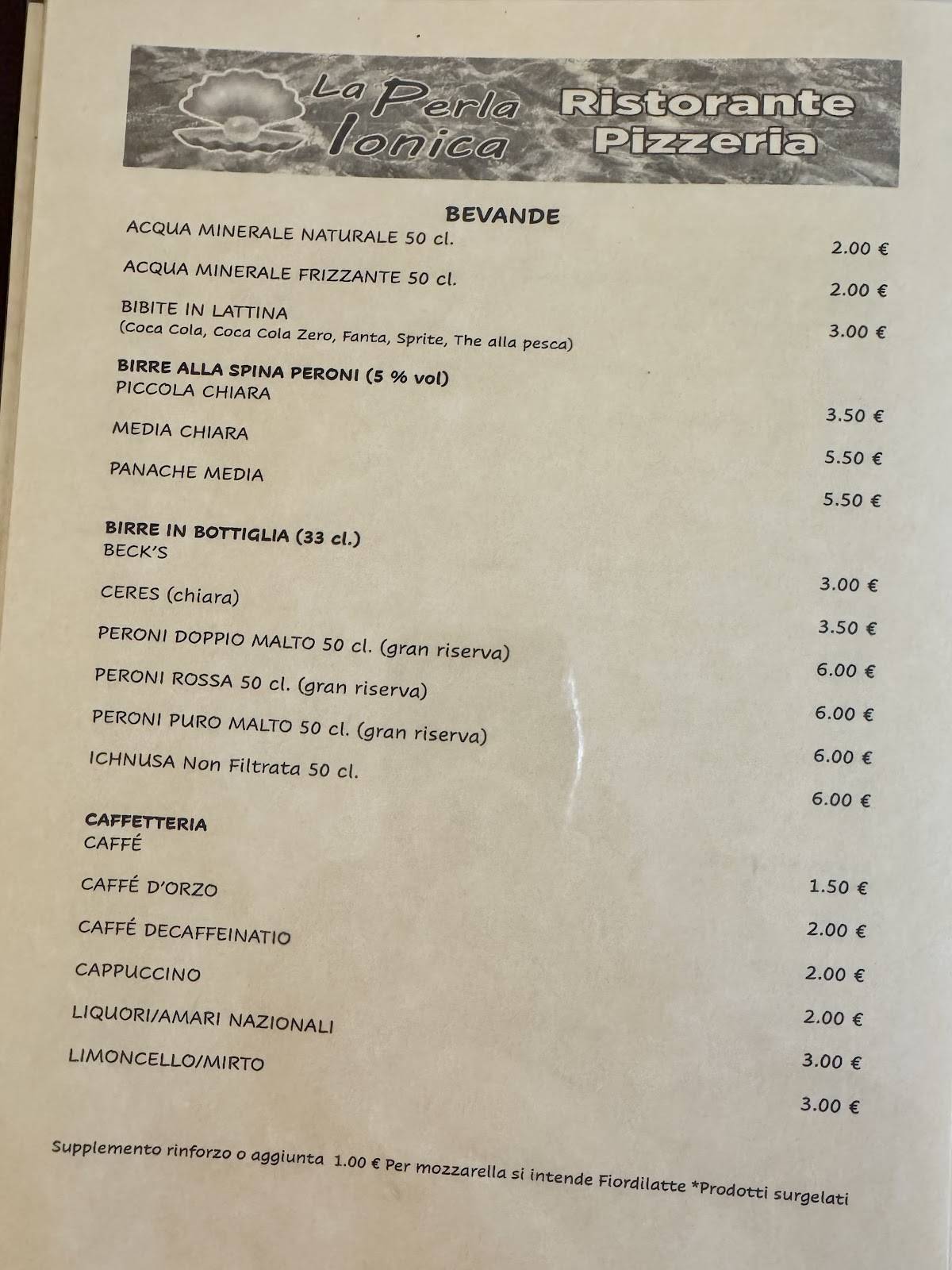 Menu di La Perla Ionica 