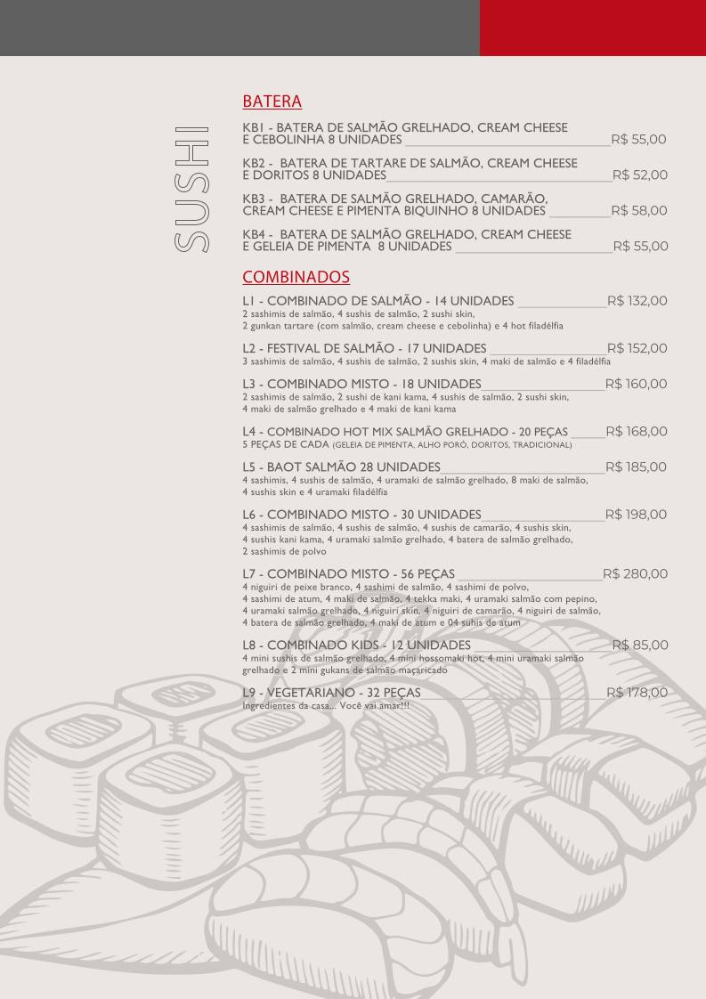 RYU - Sushi Bar cardápio