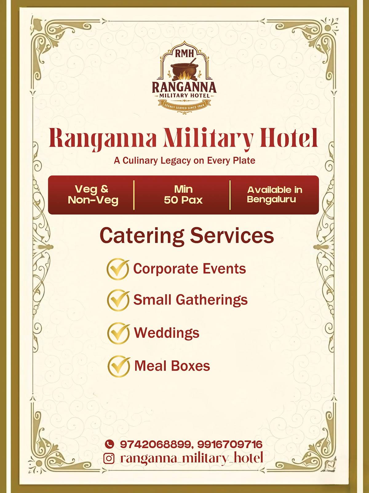 Ranganna Military Hotel menu